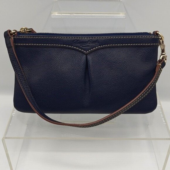 Dooney & Bourke Wristlet Wallet Navy Blue Leather - Picture 1 of 7